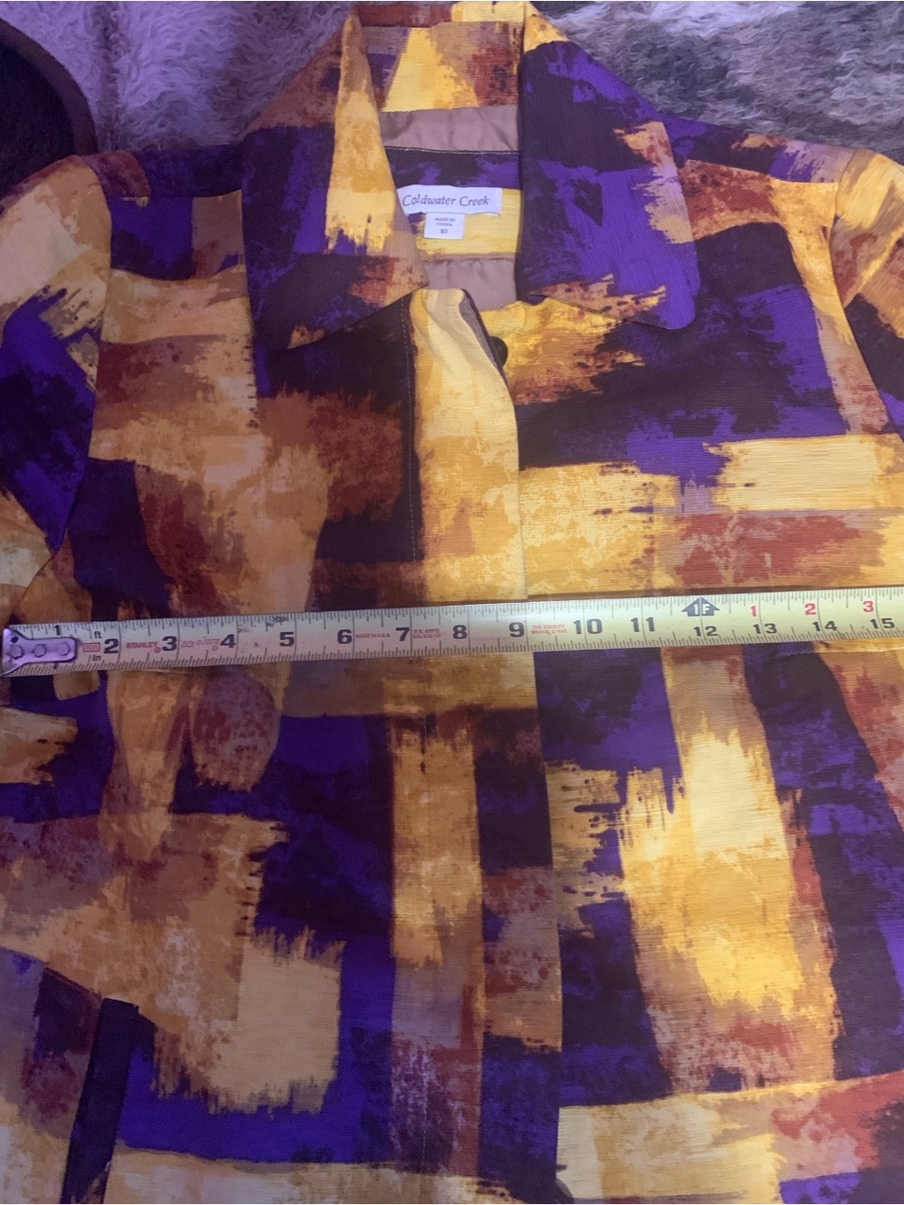 Vintage Women’s Coldwater Creek Yellow and Purple Brushstroke Top - Picture 9 of 9